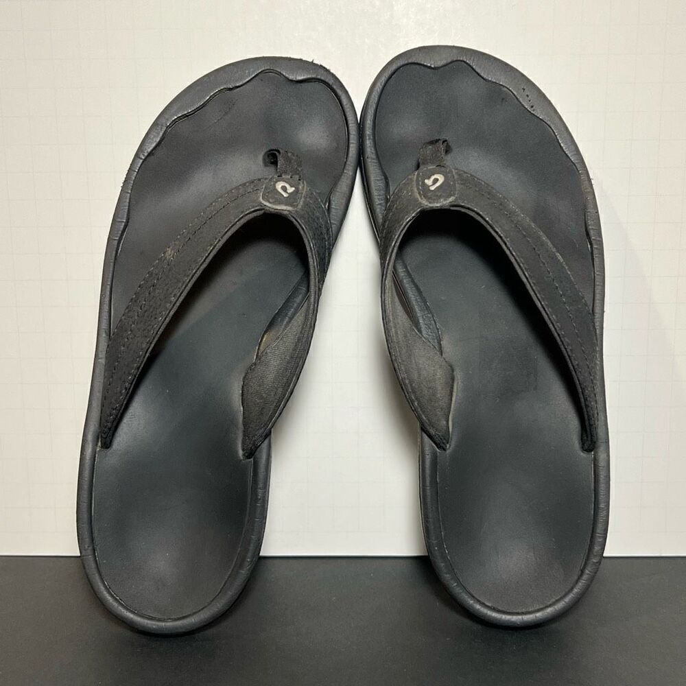 Womens OLUKAI Ohana Black Flip Flop Sandals / Size 7 - Picture 5 of 8